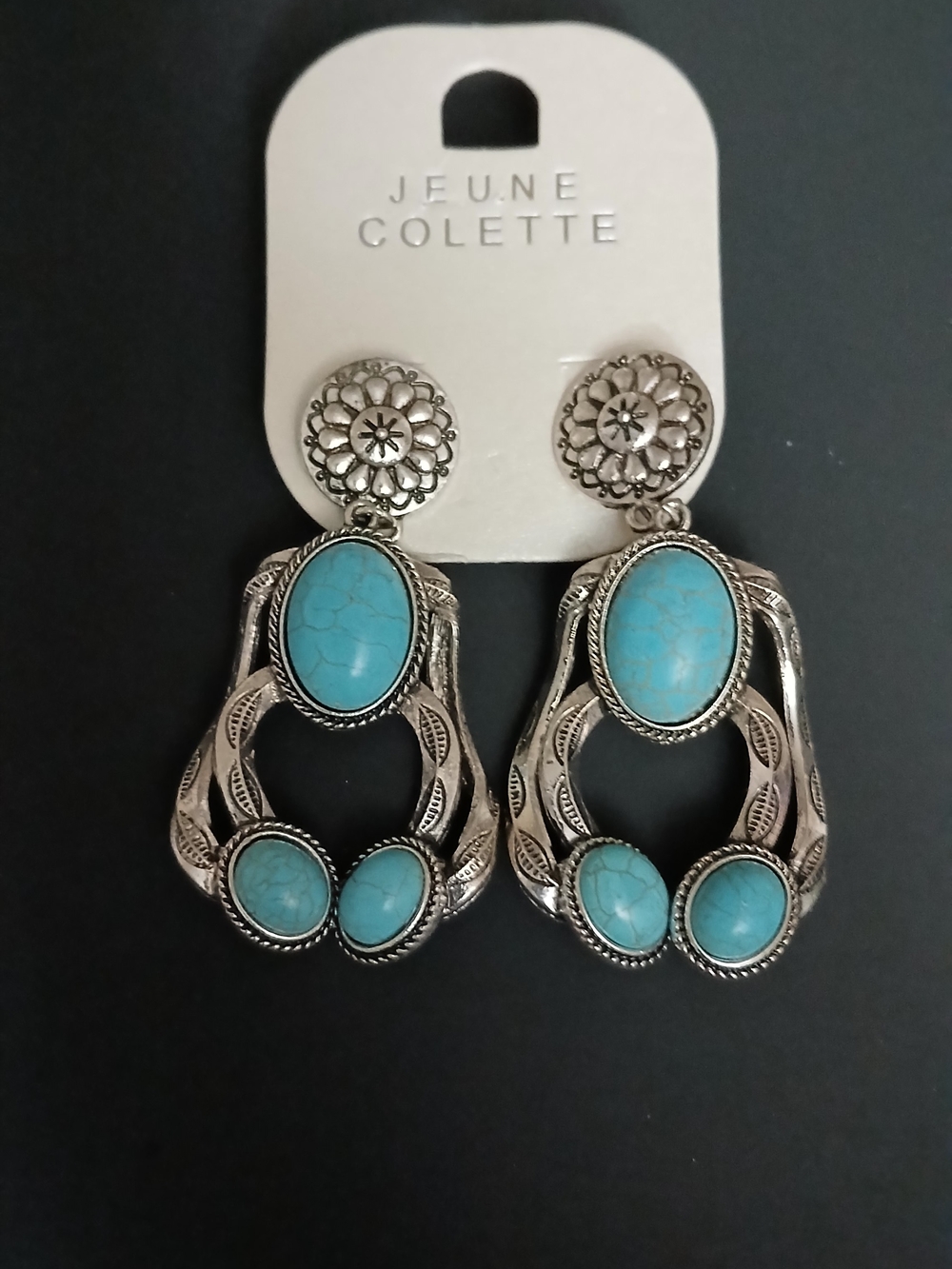 Turquoise Silver Drop Earrings